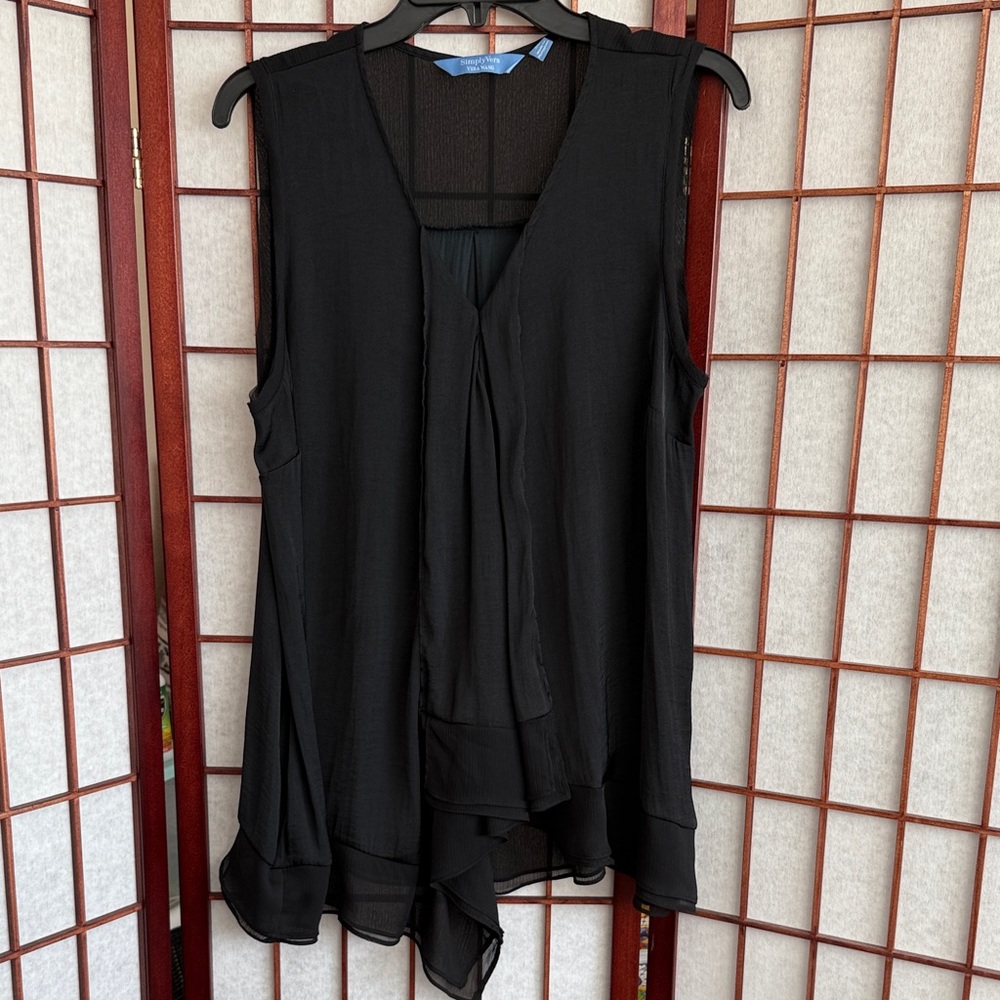 Simply Vera Vera Wang Black Sleeveless Blouse Size XL